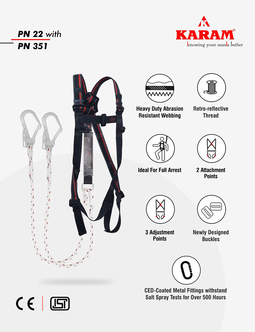 FULL BODY HARNESS WITH DOUBLE SHOCK LANYARD - PN22(PN351)(000_131)(2.0M) - 3
